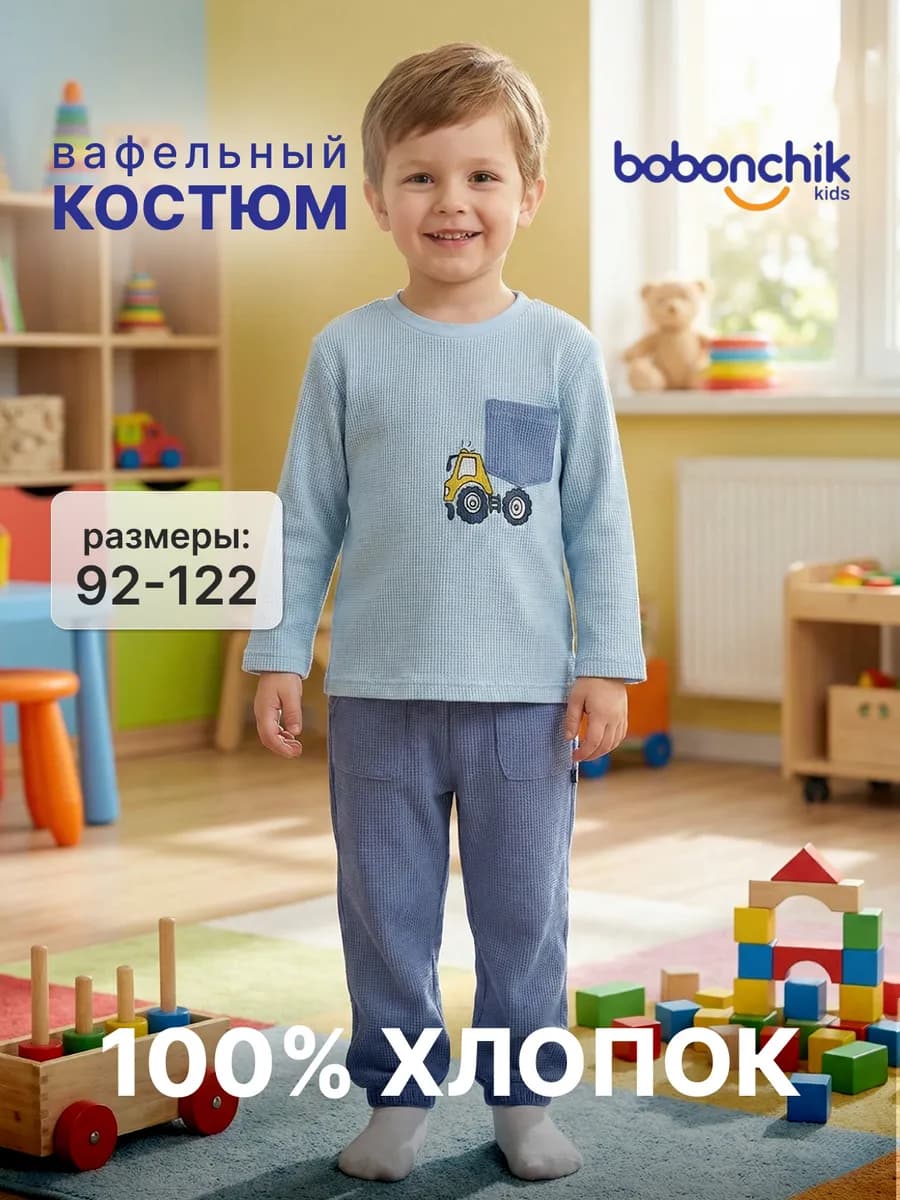 Костюм детский вафельный кофта с брюками