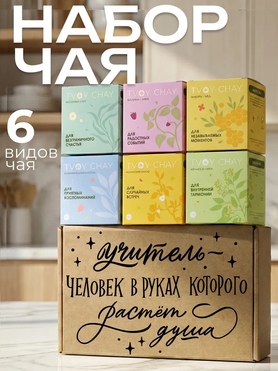 Набор чая подарочный 6 вкусов в подарочной коробке - фото 1