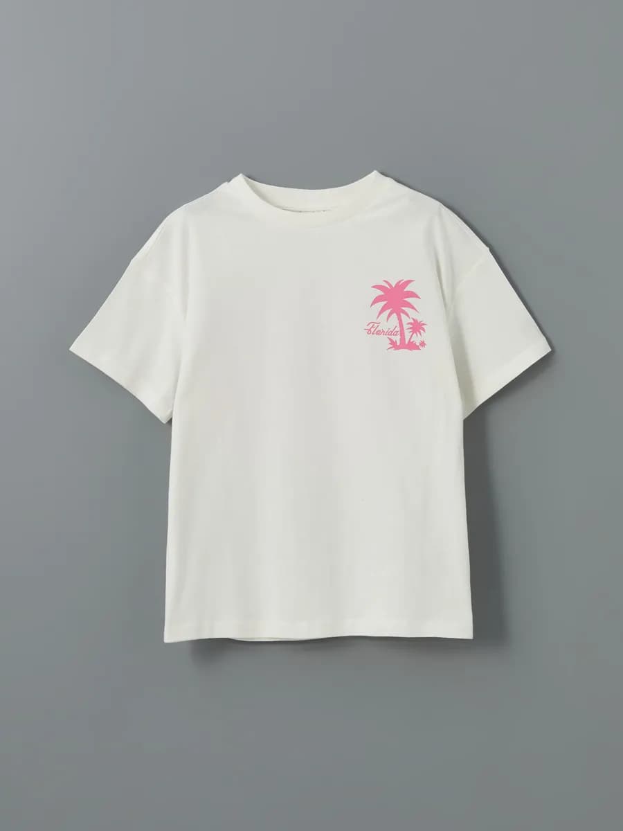 Футболка с круглым вырезом и принтом для девочек