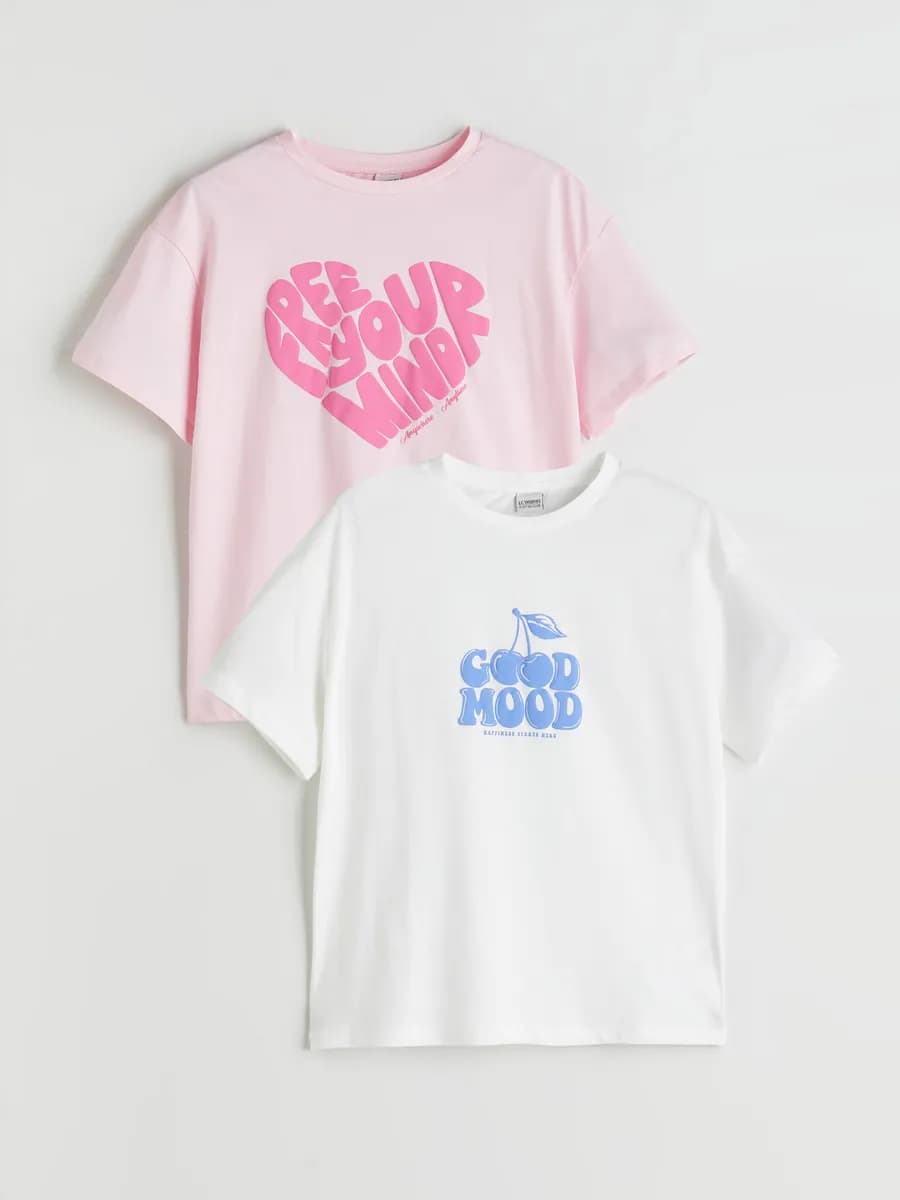 Комплект футболок с круглым вырезом для девочек (2 штуки)