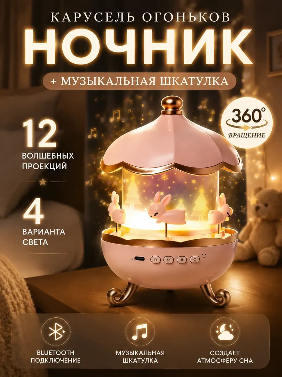 Ночник-проектор Пинки подарок девочке