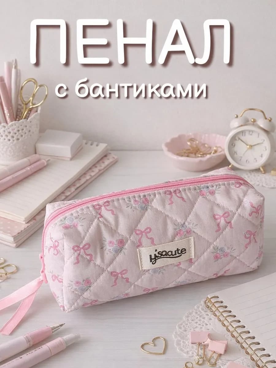 Пенал школьный эстетичный с бантиками