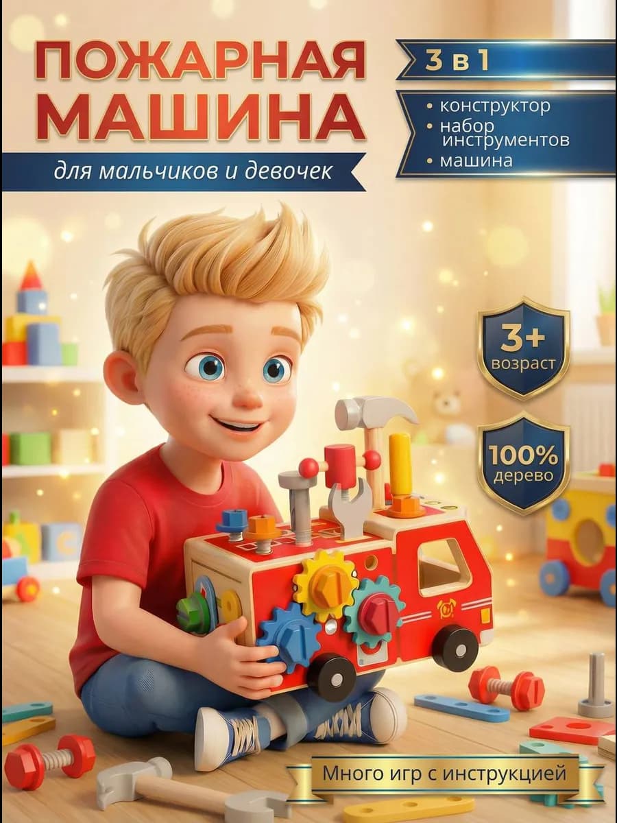 Конструктор набор инструментов 3в1 Пожарная машина