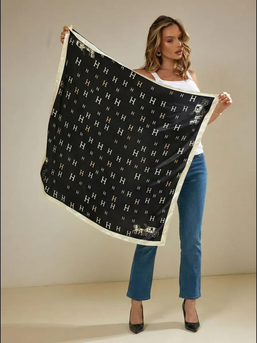 Шелковый платок на голову и пояс, косынка на шею летняя