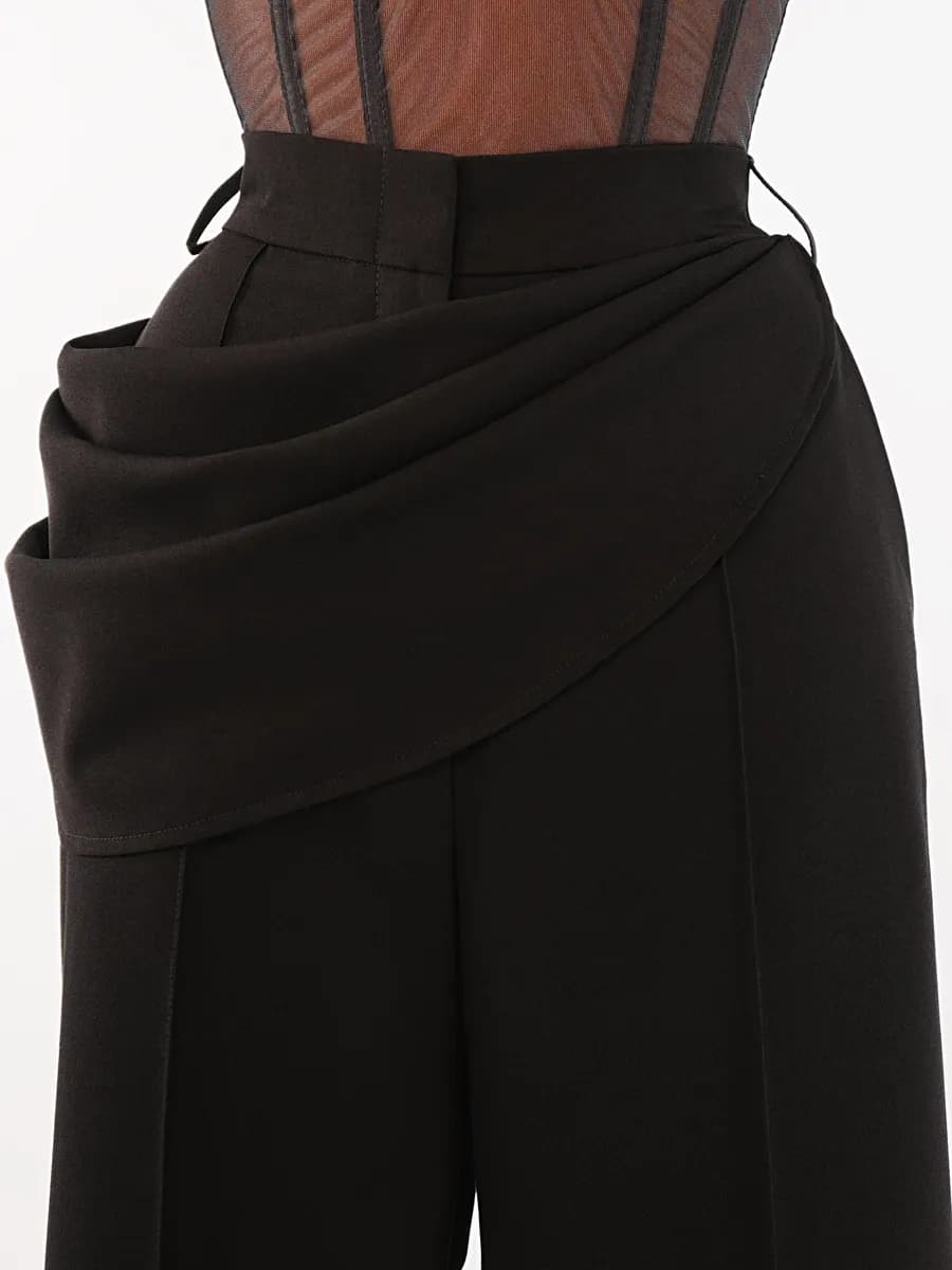 Брюки классические палаццо широкие с баской