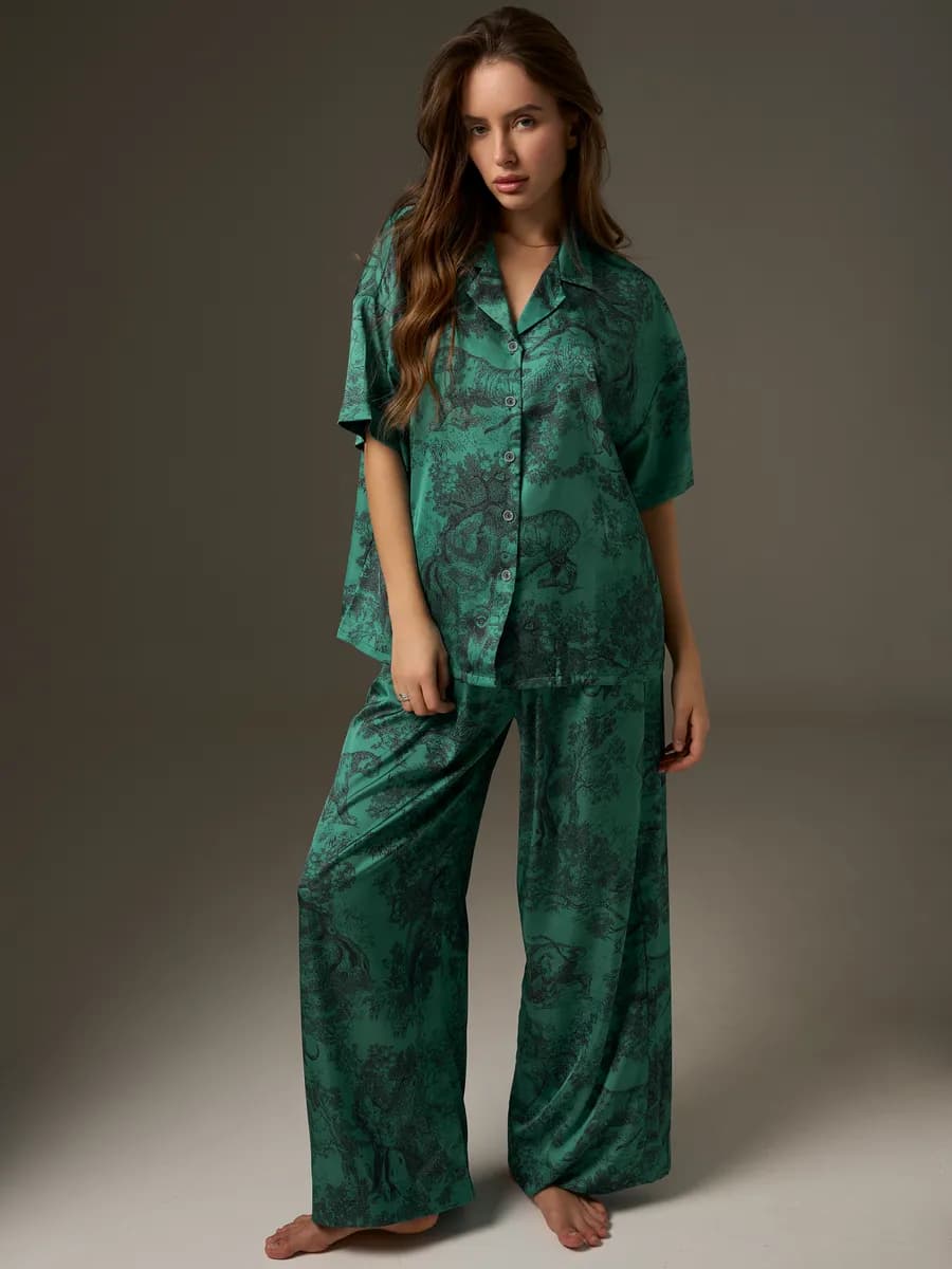 Пижама со штанами шелковая