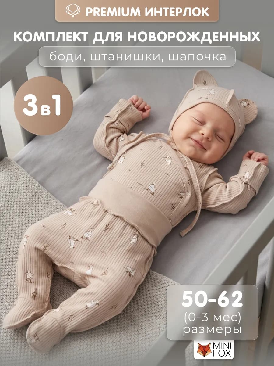 Комплект одежды на выписку набор с боди для новорожденного