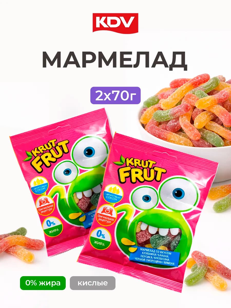 Мармелад жевательный Krut Frut Змейки в посыпке с кислинкой