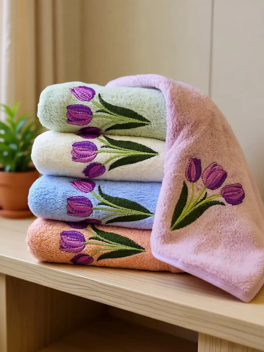 Подарочный набор полотенец на новый год 2026 тюльпан 5 шт