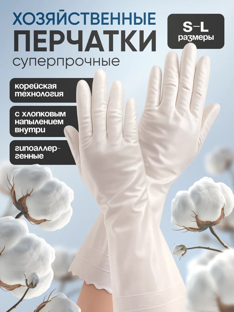 Перчатки хозяйственные виниловые Суперпрочные