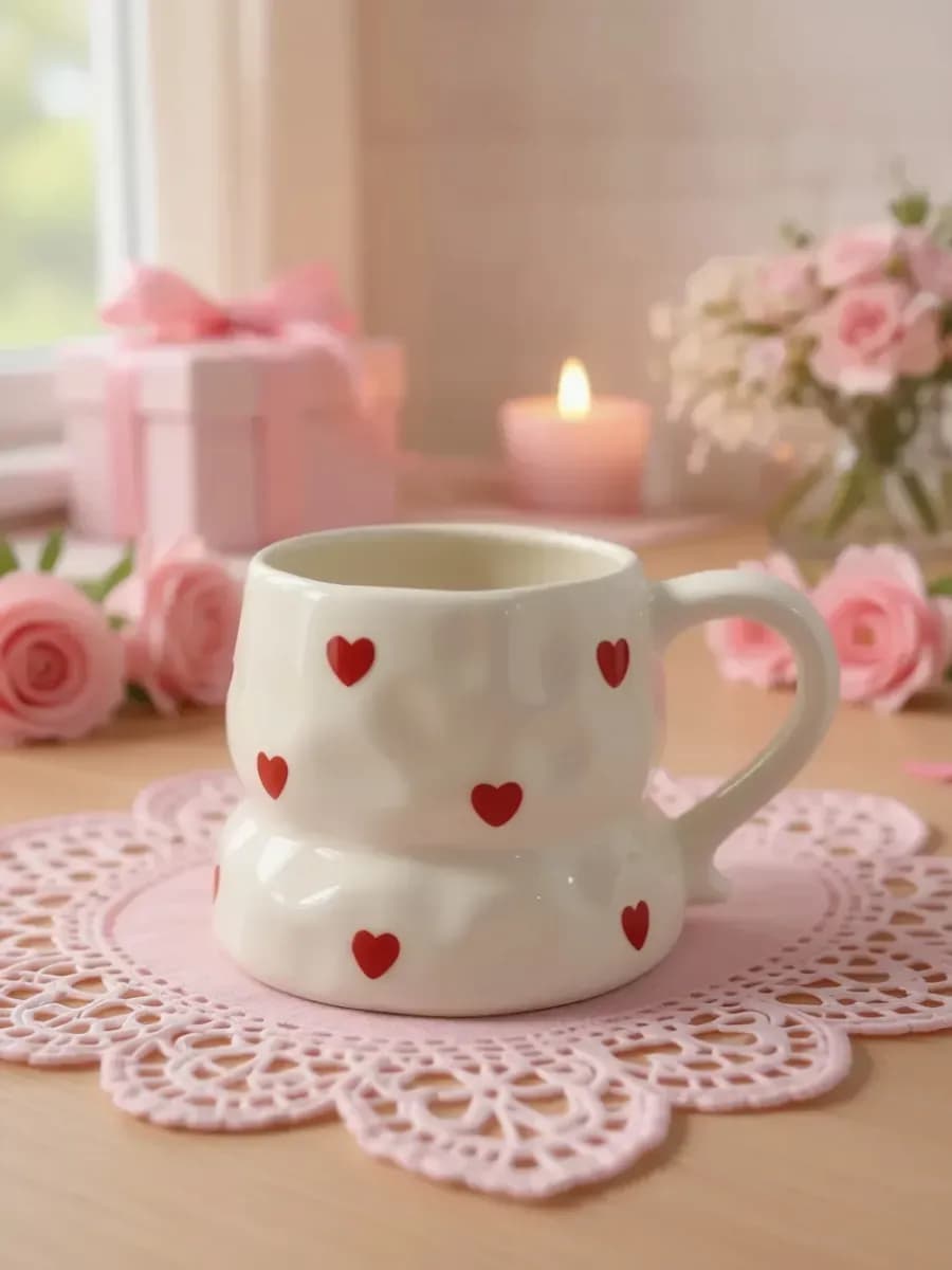 Кружка с сердечками для кофе и чая