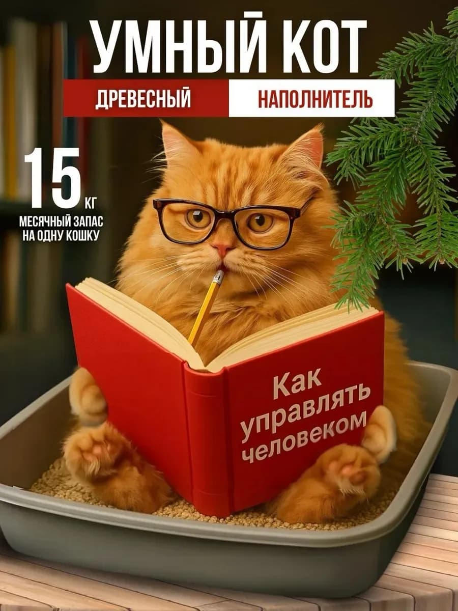 Древесный наполнитель для кошачьего туалета 15 кг