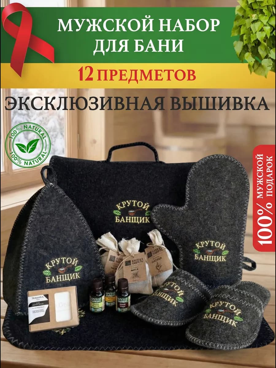 Набор для бани и сауны мужской подарочный