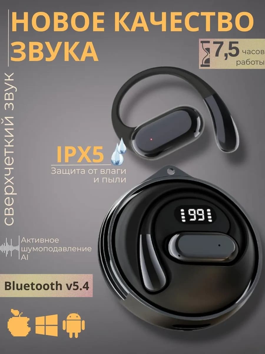 Наушники беспроводные с шумоподавлением и микрофоном