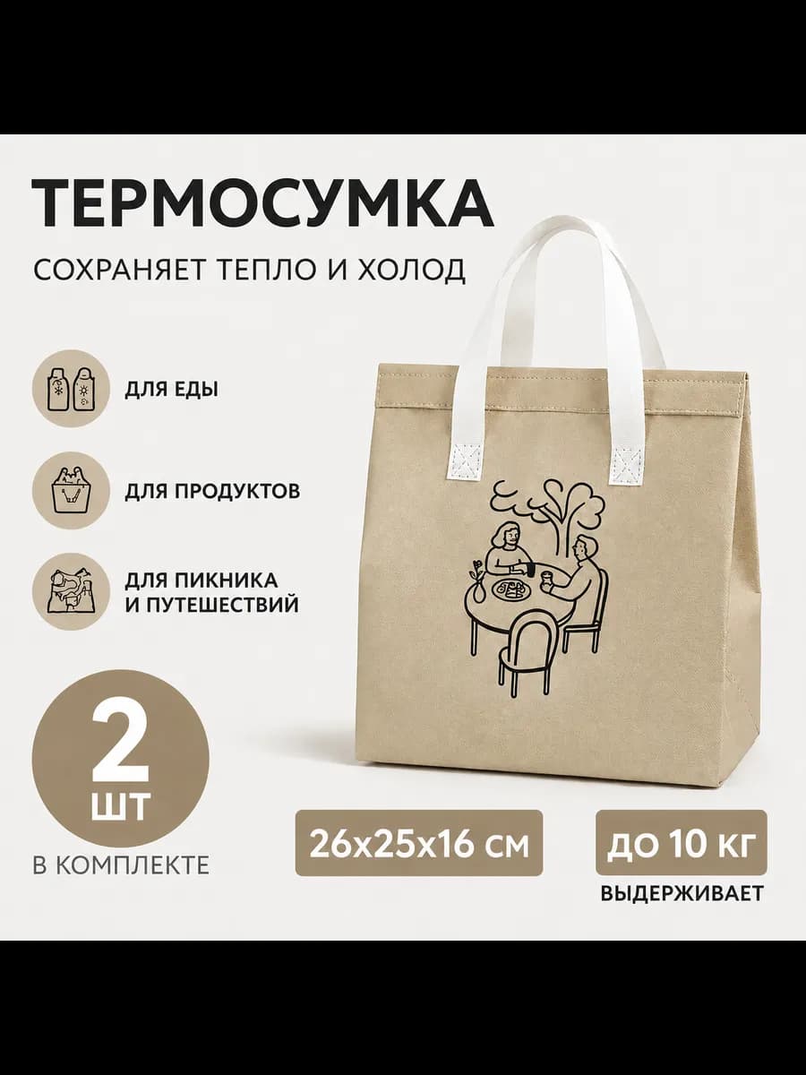 Термопакет для еды термосумка 2 шт из спанбонда