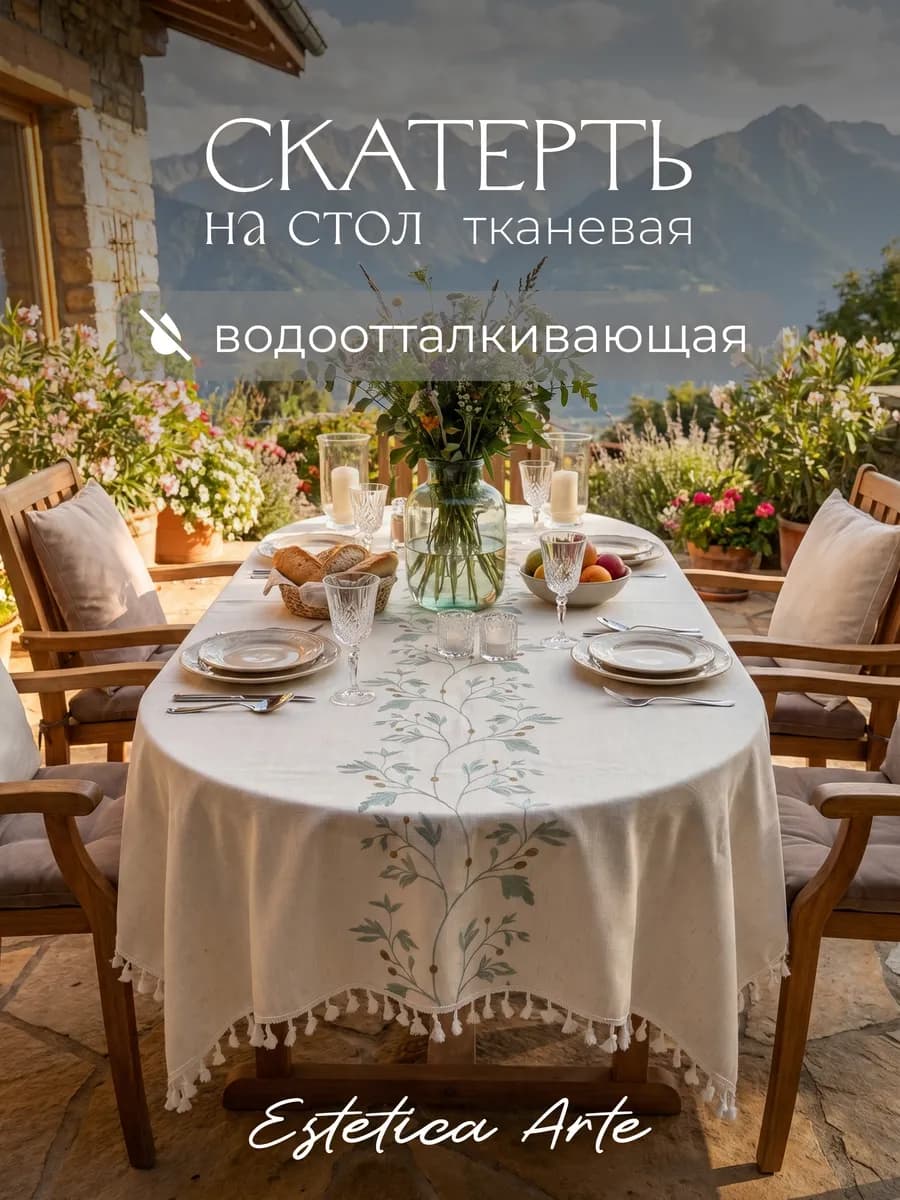 Скатерть на стол тканевая водоотталкивающая 140х180см