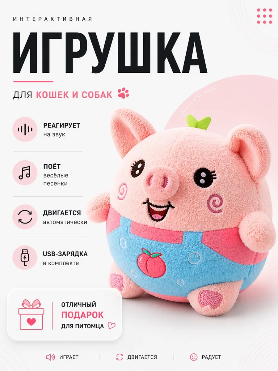 Игрушка для собак интерактивная свинка