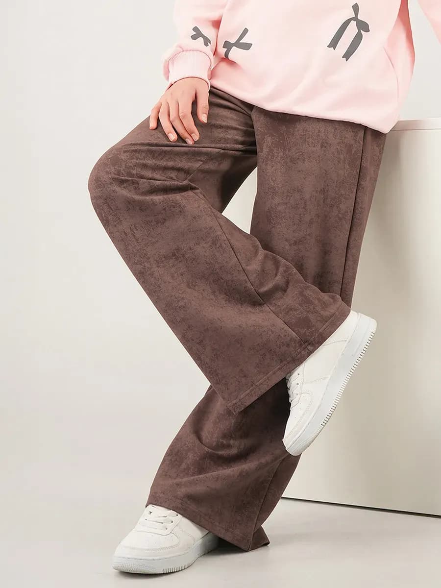 Брюки палаццо детские с высокой посадкой хлопковые из футера