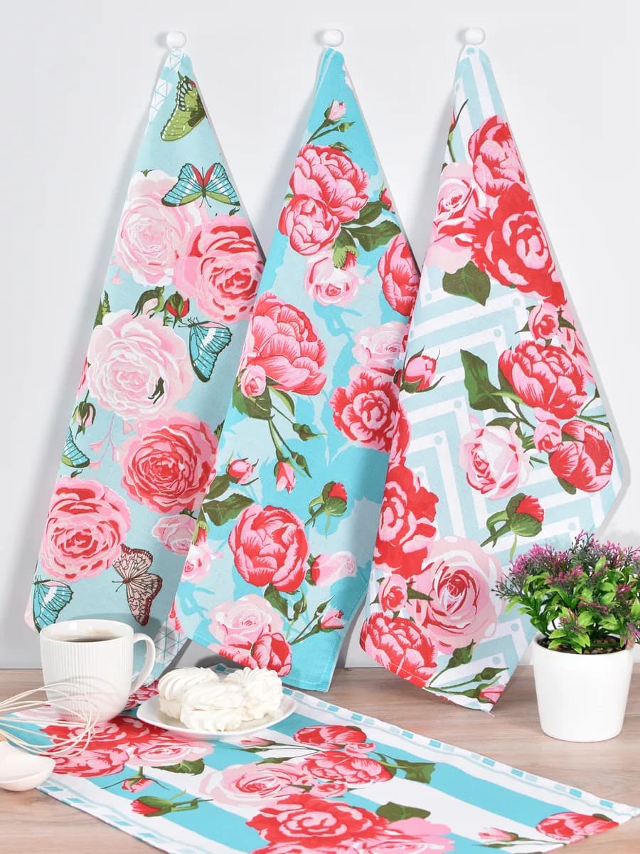 Полотенца кухонные набор 3 шт 60х35 см рогожка