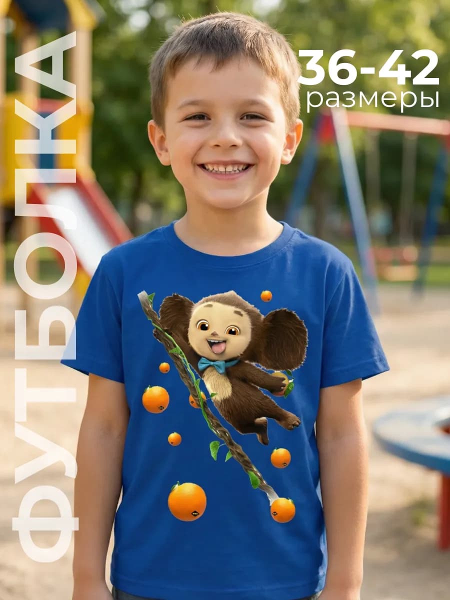 Футболка со светящимся принтом Чебурашка