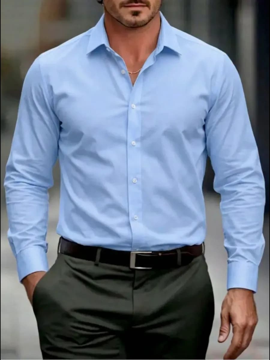 Рубашка с длинным рукавом приталенная классическая