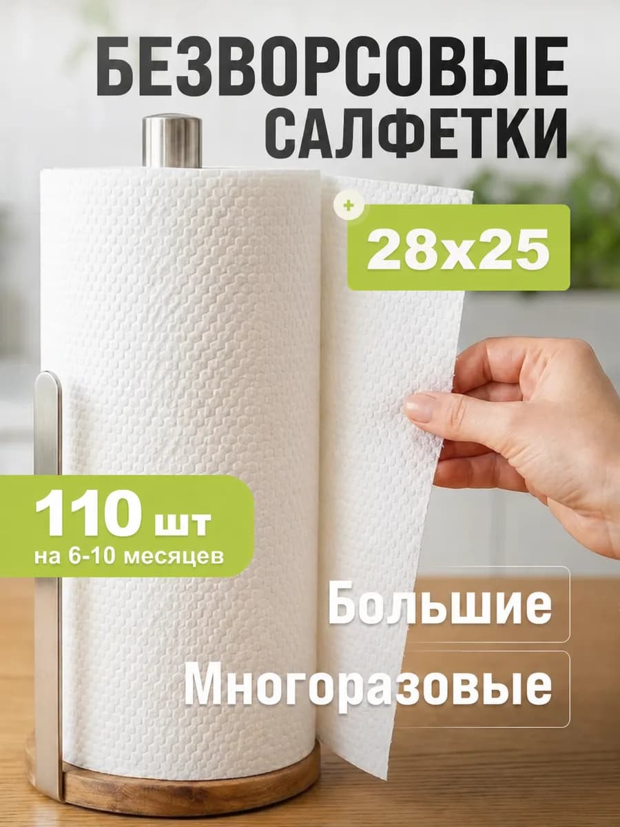 Безворсовые салфетки в рулоне набор многоразовые тряпки