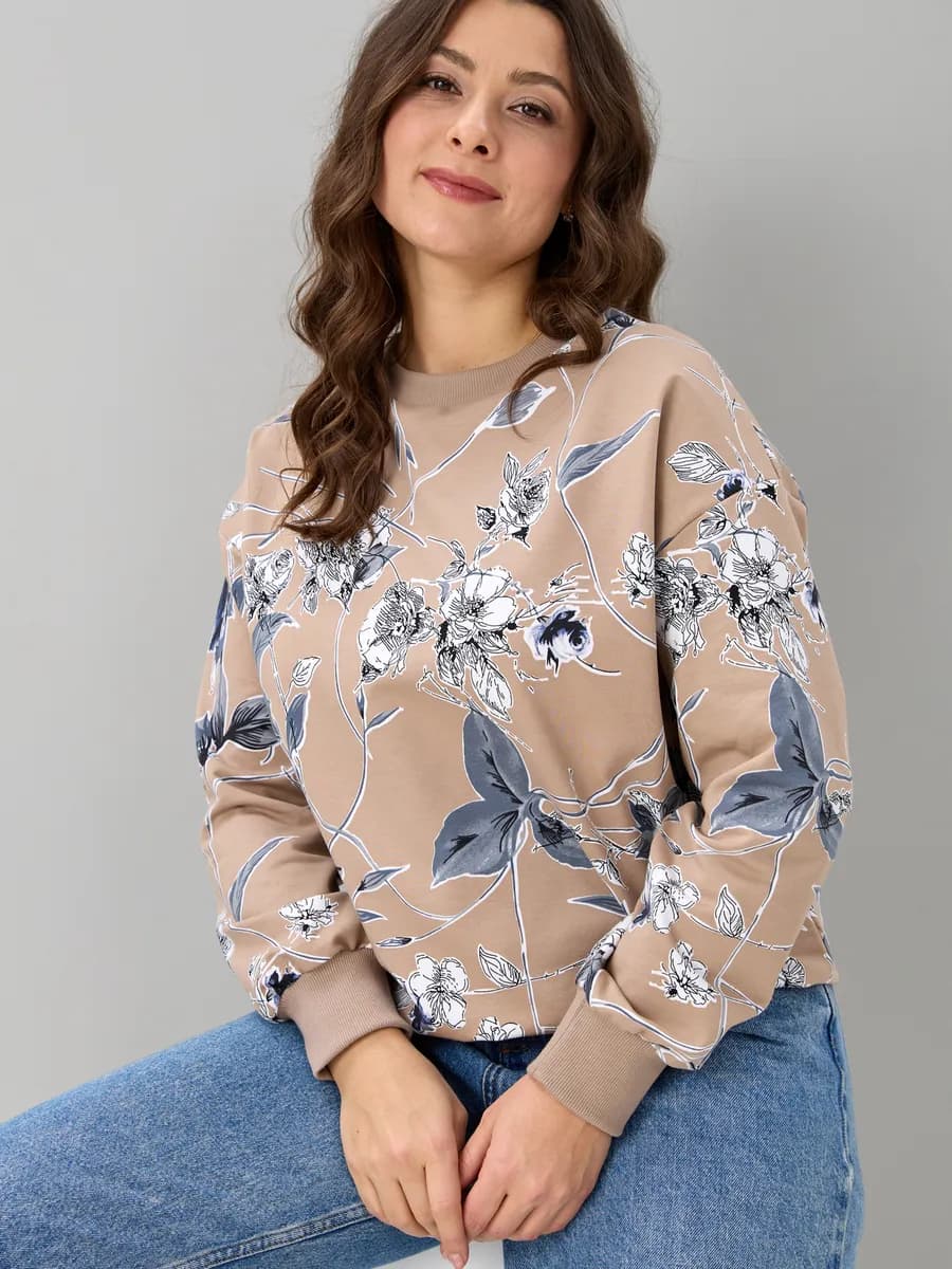 Свитшот оверсайз больших размеров хлопок