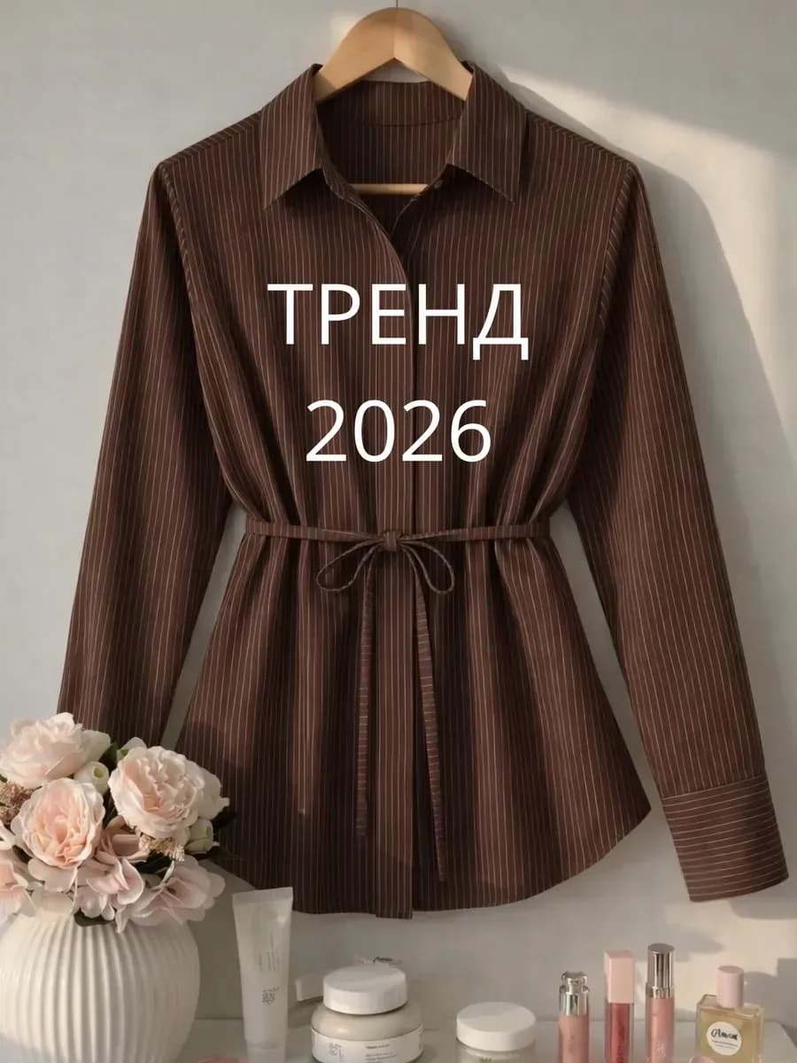 Рубашка блузка приталенная нарядная в полоску на завязках
