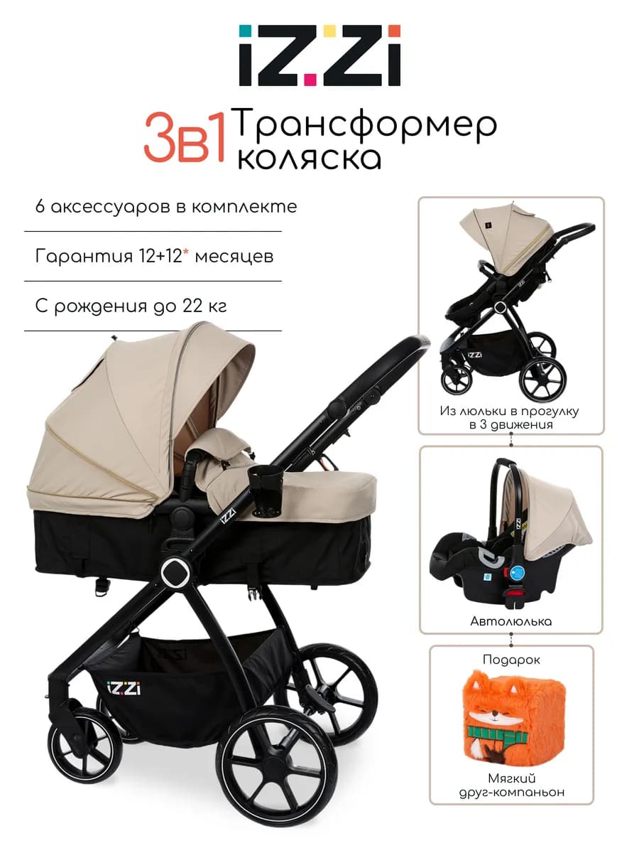 Коляска-трансформер 3в1 с автолюлькой