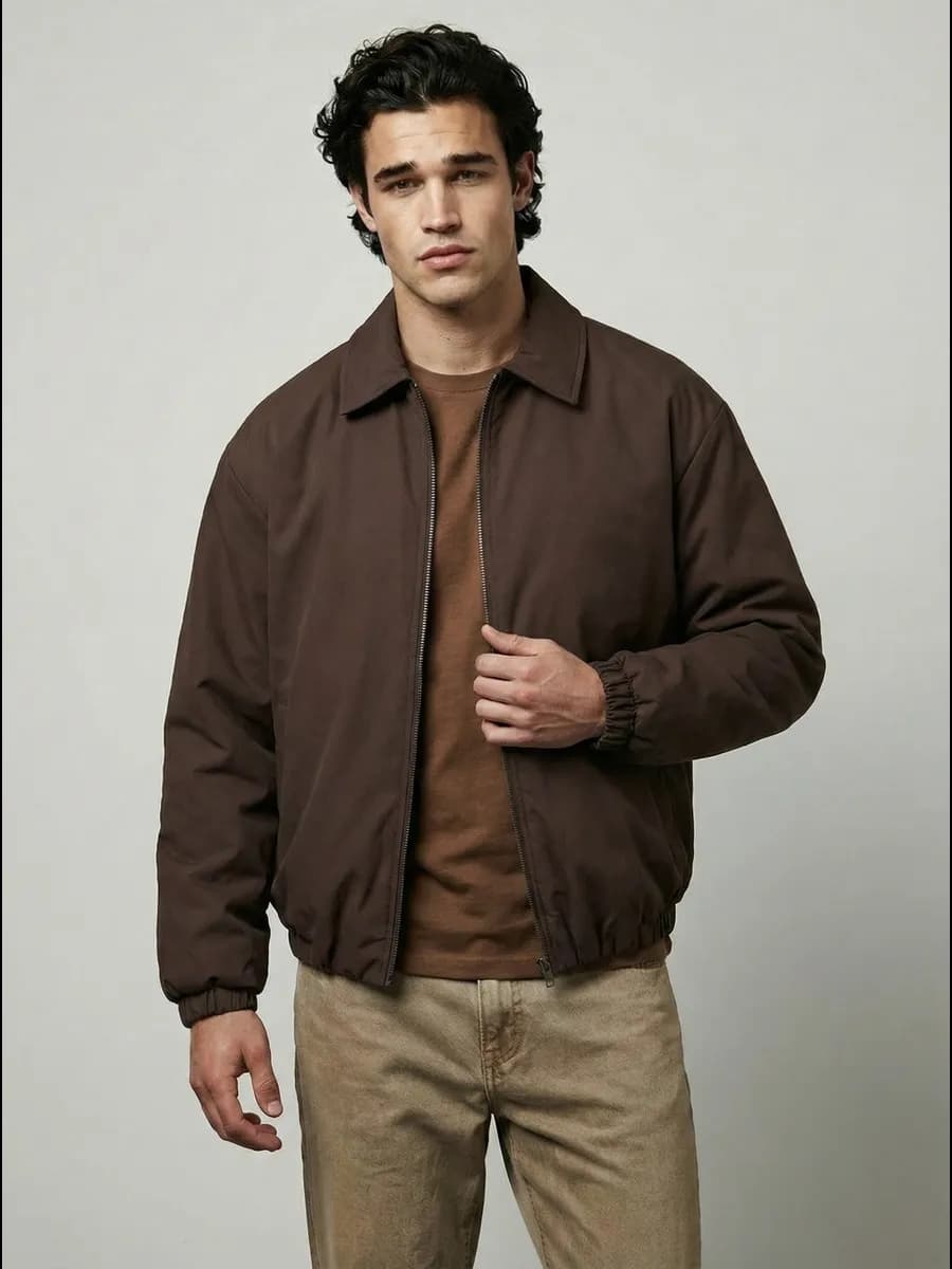 Бомбер куртка воротник поло оверсайз - фото 1