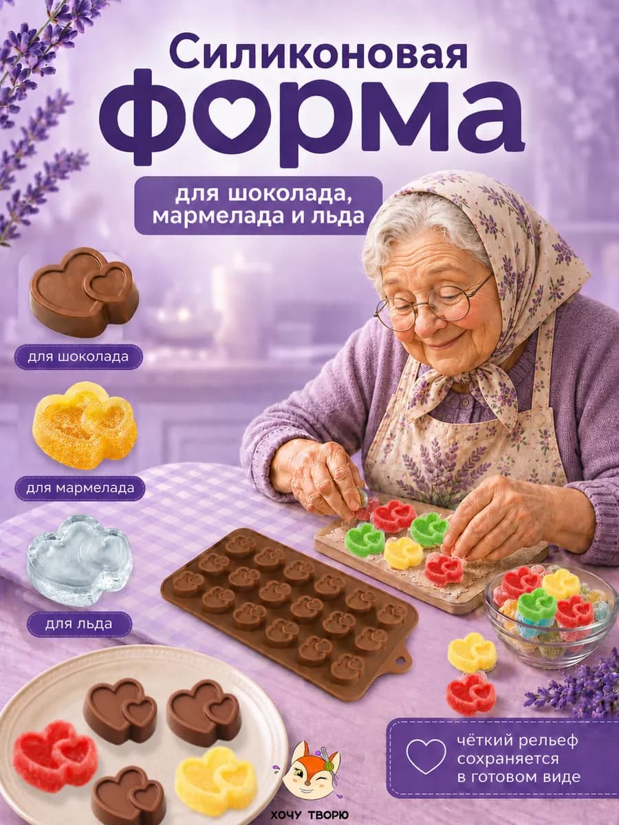 Силиконовая форма пищевая молд для шоколада, выпечки и льда