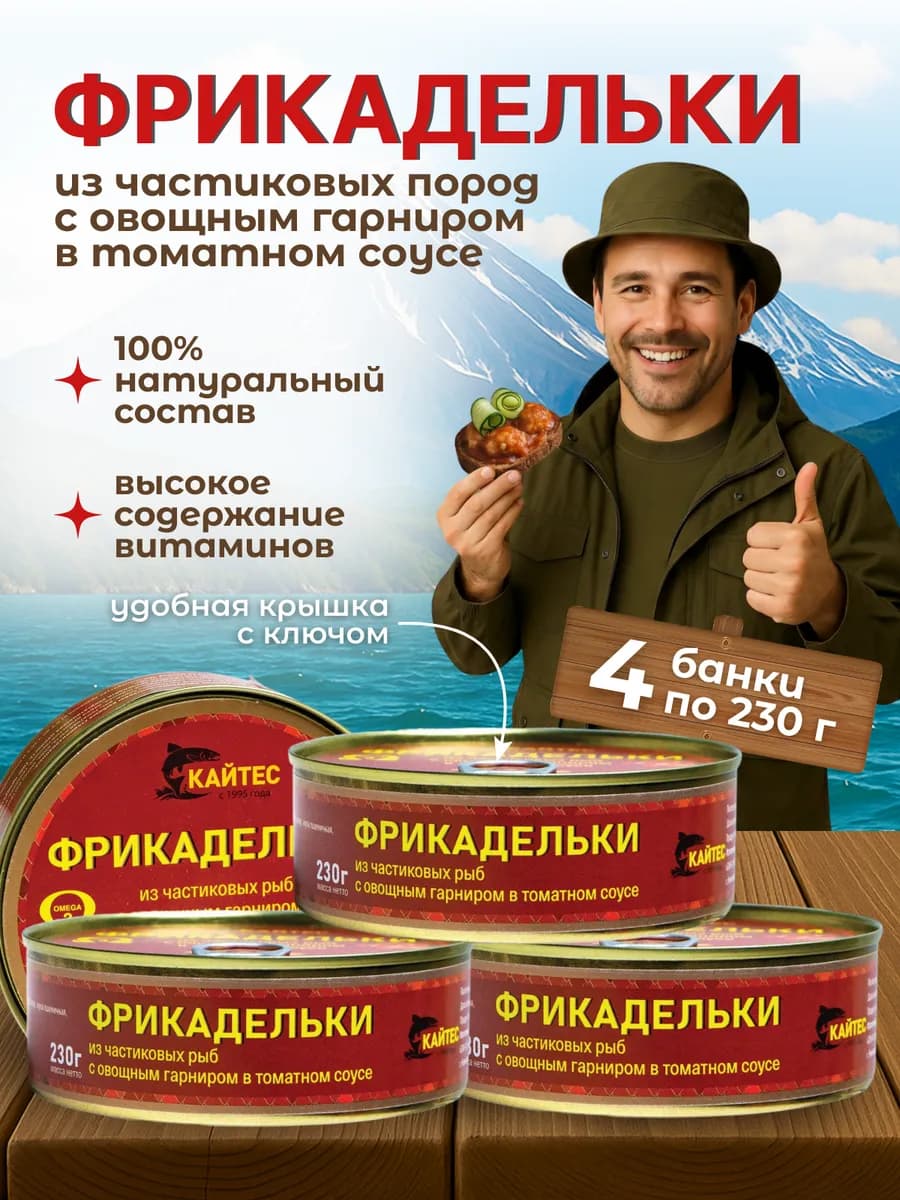 Фрикадельки в томатном соусе, консервы рыбные