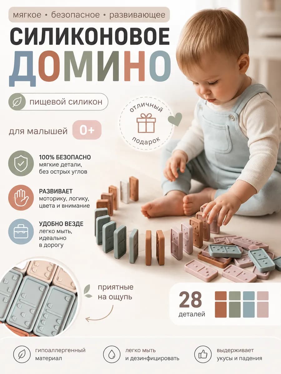 Развивающая игра для малышей силиконовое домино