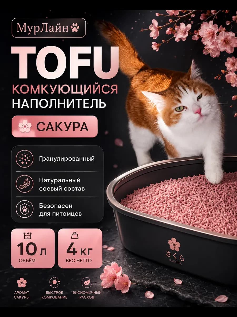 Наполнитель для кошачьего туалета тофу 10 л