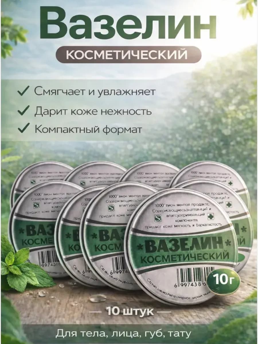 Вазелин косметический для губ 10 штук