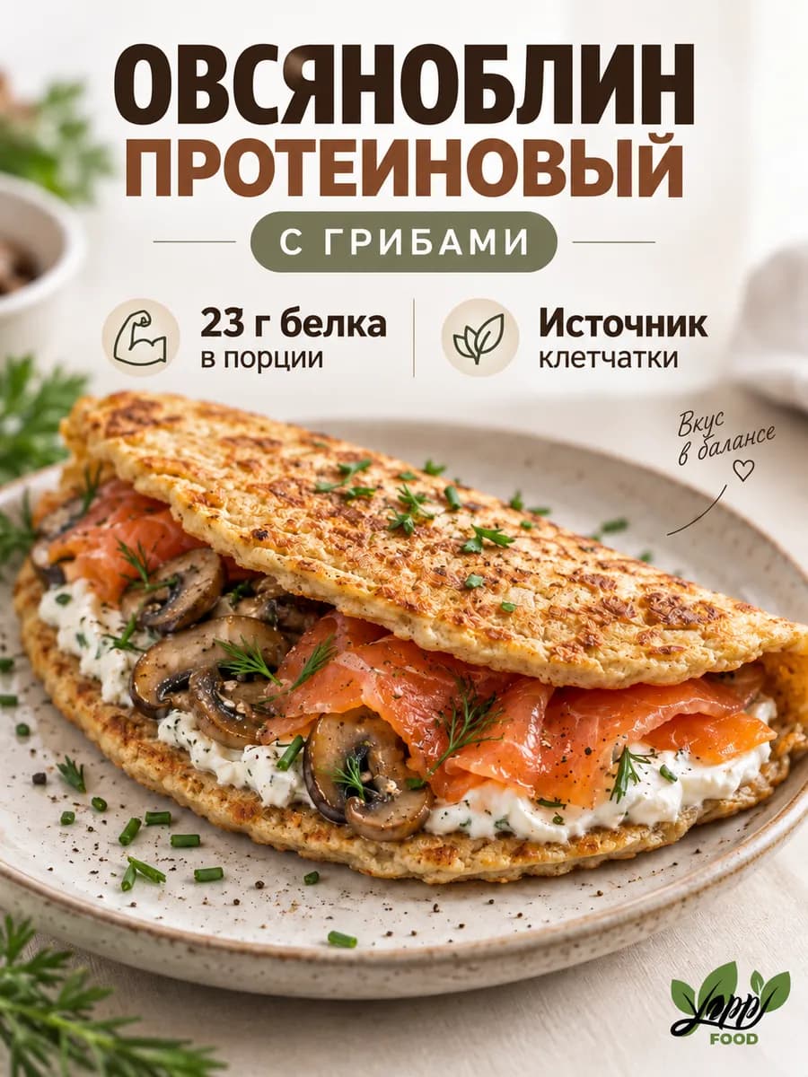 Овсяноблин протеиновый с грибами, пп смесь для выпечки 250гр