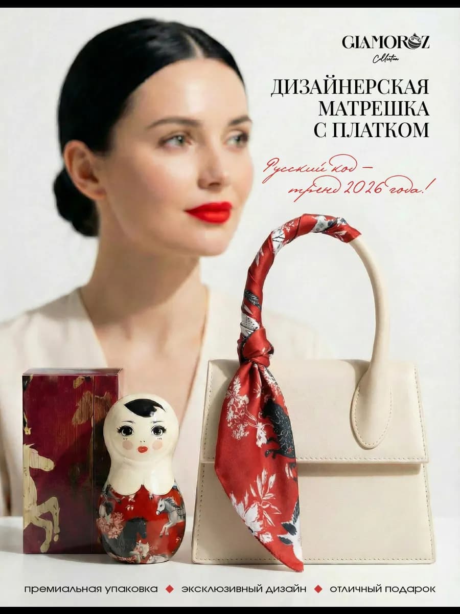 Декоративная матрешка-футляр с платком внутри