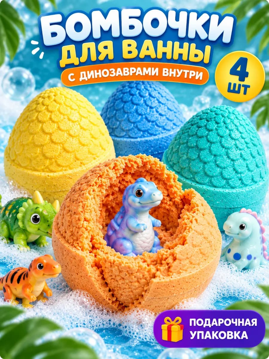 Бомбочки для ванны с динозавриками