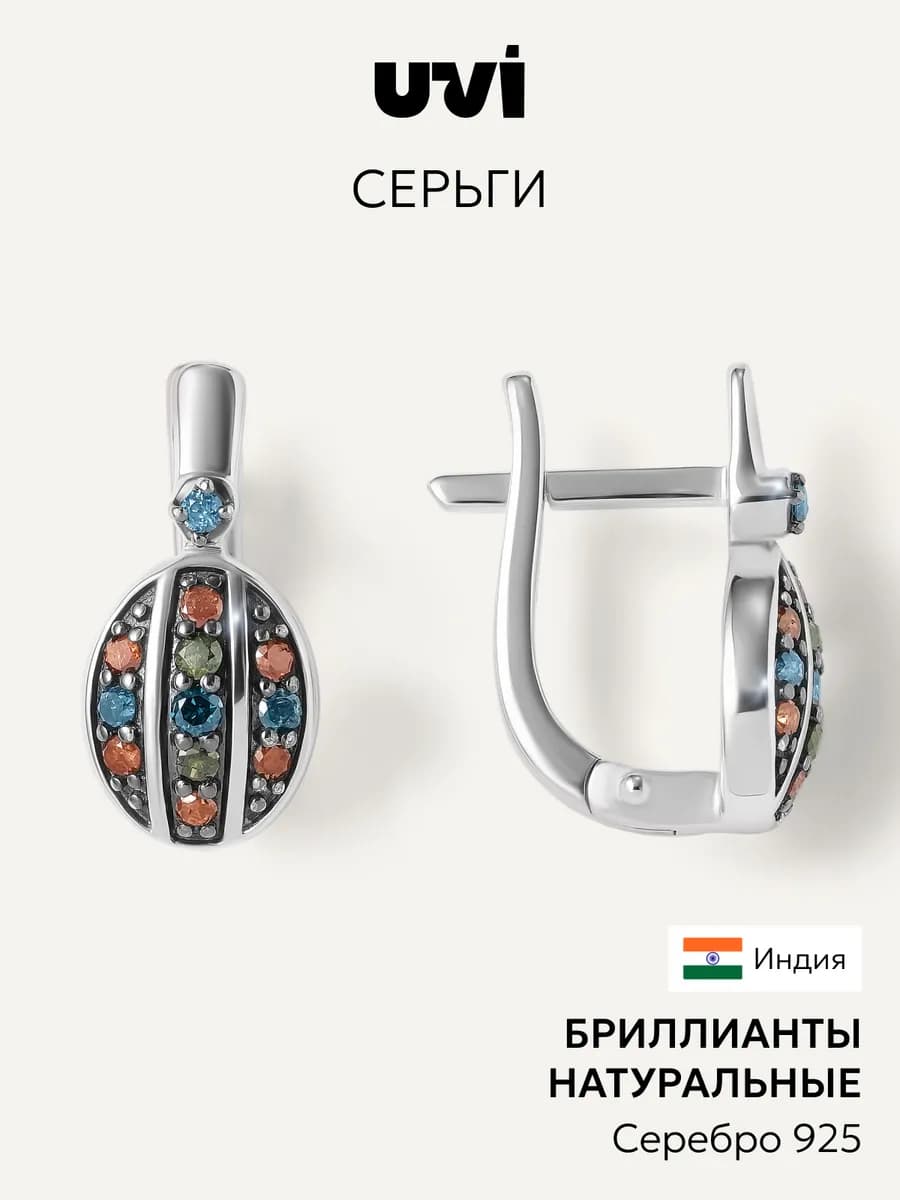 Серьги серебро 925 с бриллиантами