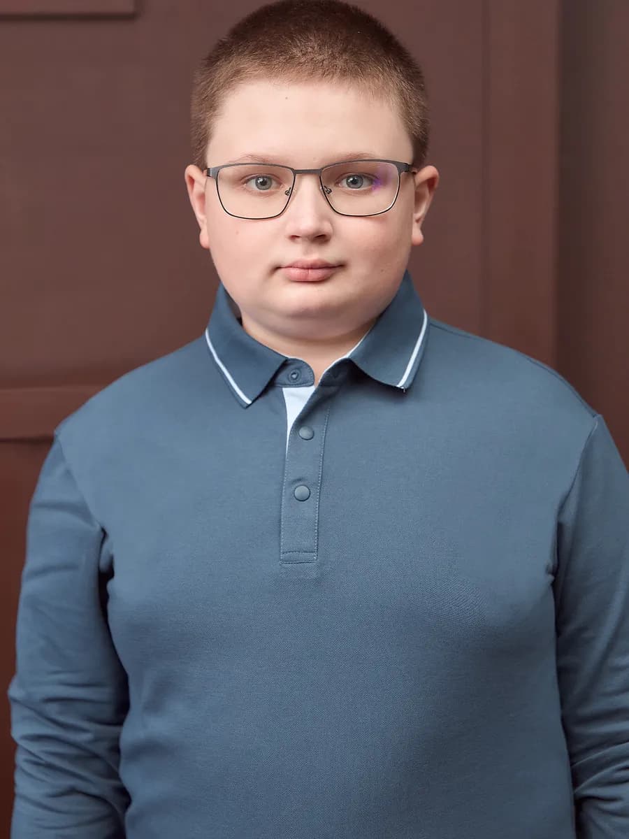 Поло школьное с длинным рукавом для полных