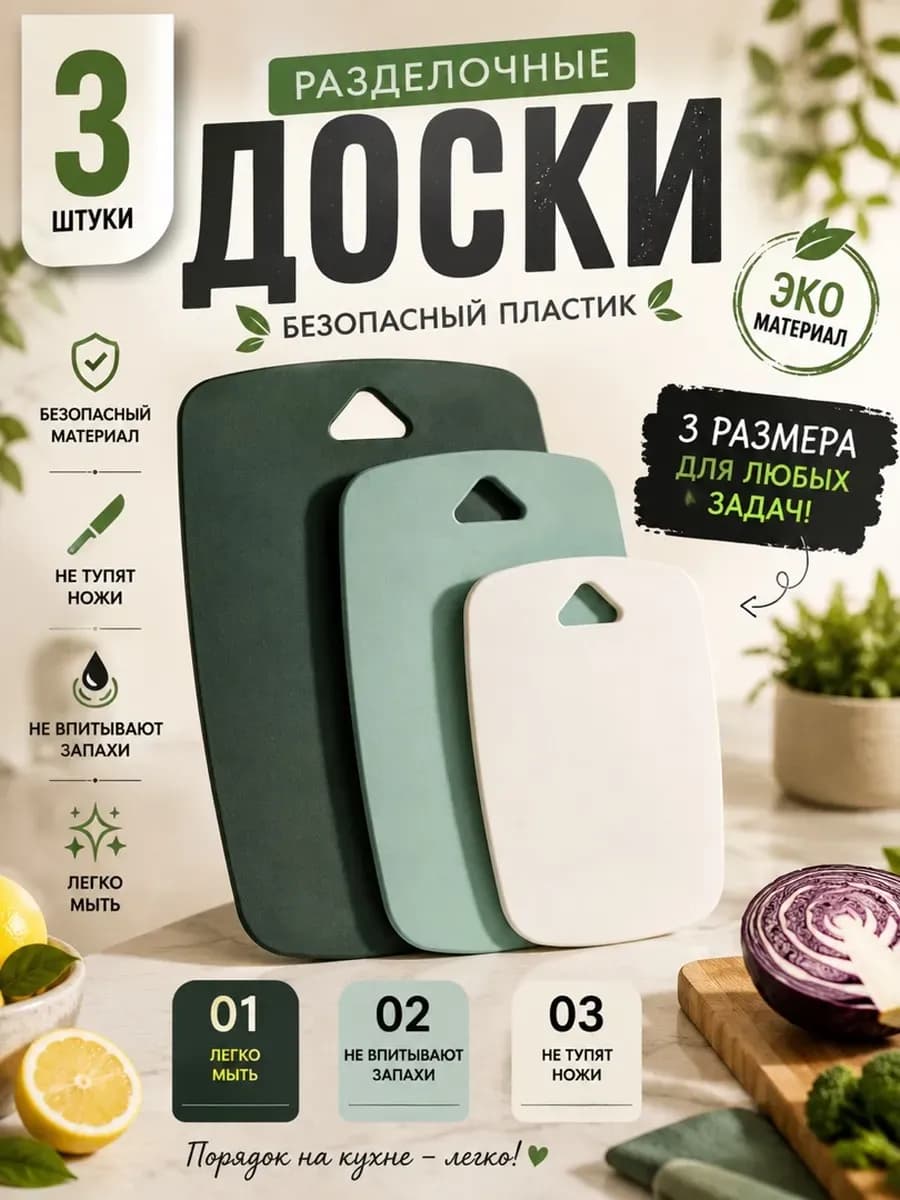 Доска разделочная 3в1