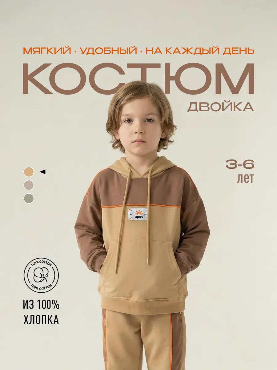 Детский спортивный костюм свитшот и штаны 3–6 лет