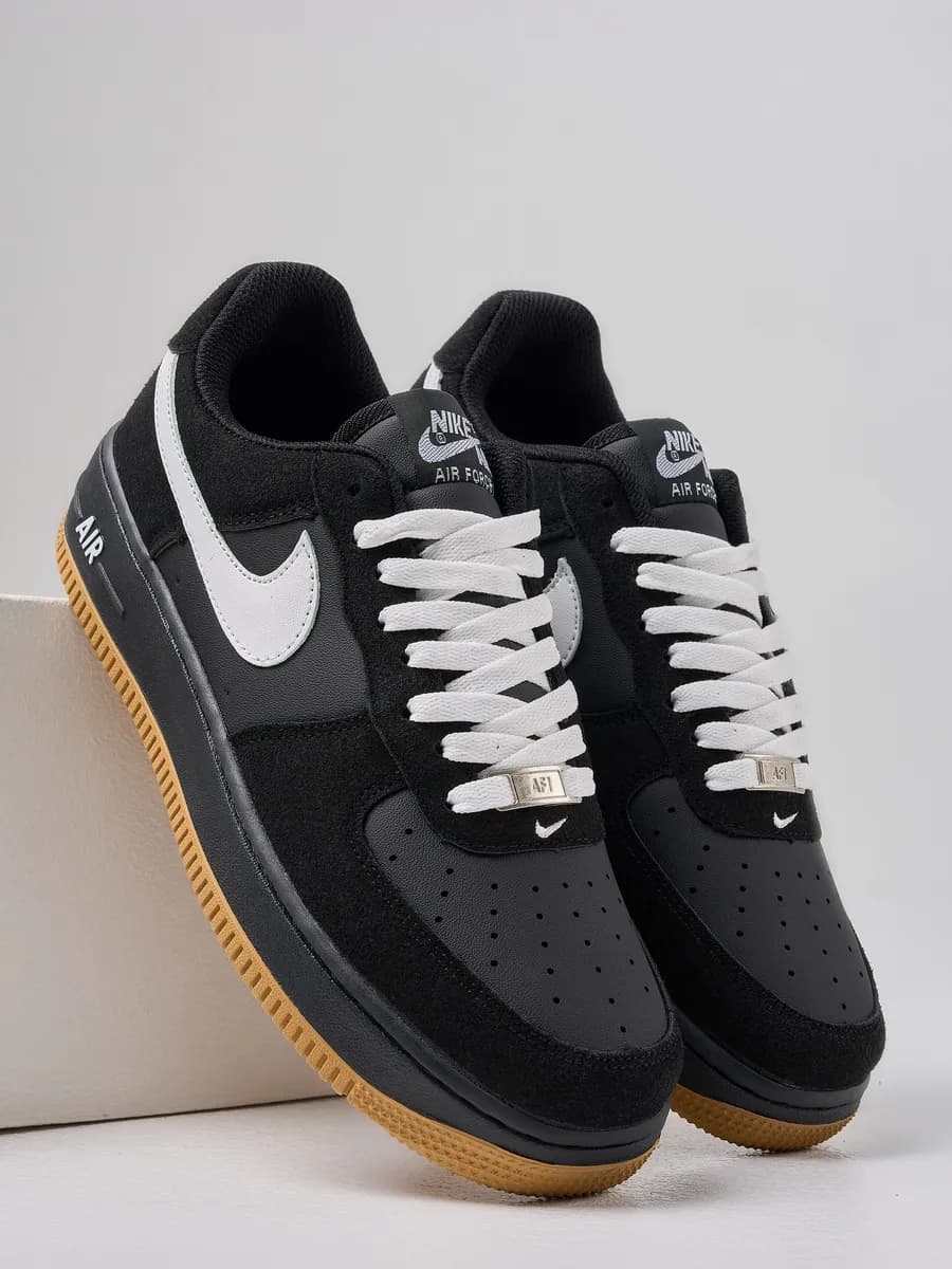 Кроссовки air force 1 замшевые форсы черные
