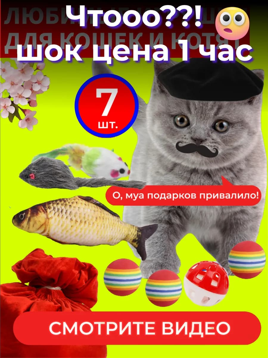 Большой набор игрушек для котят
