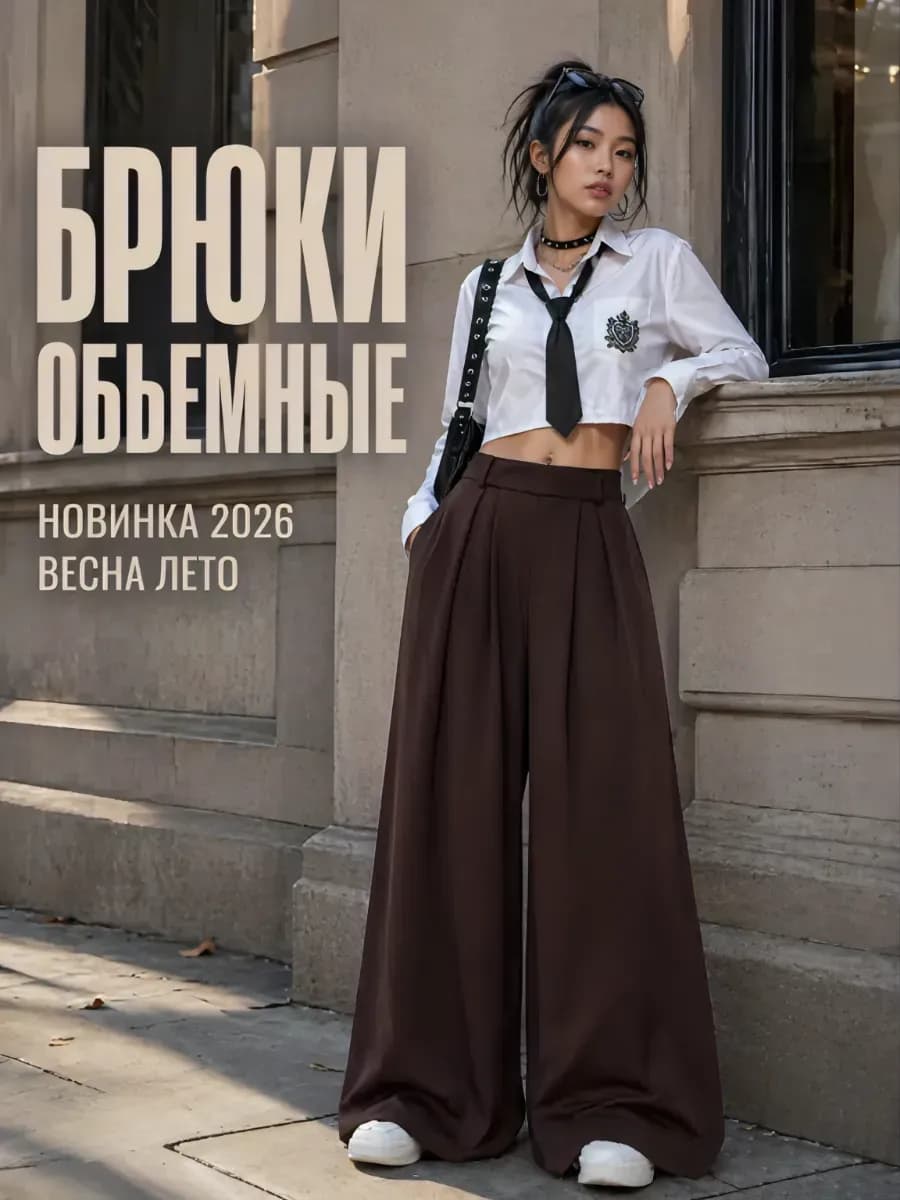 Брюки У2К широкие палаццо пояс на липучке