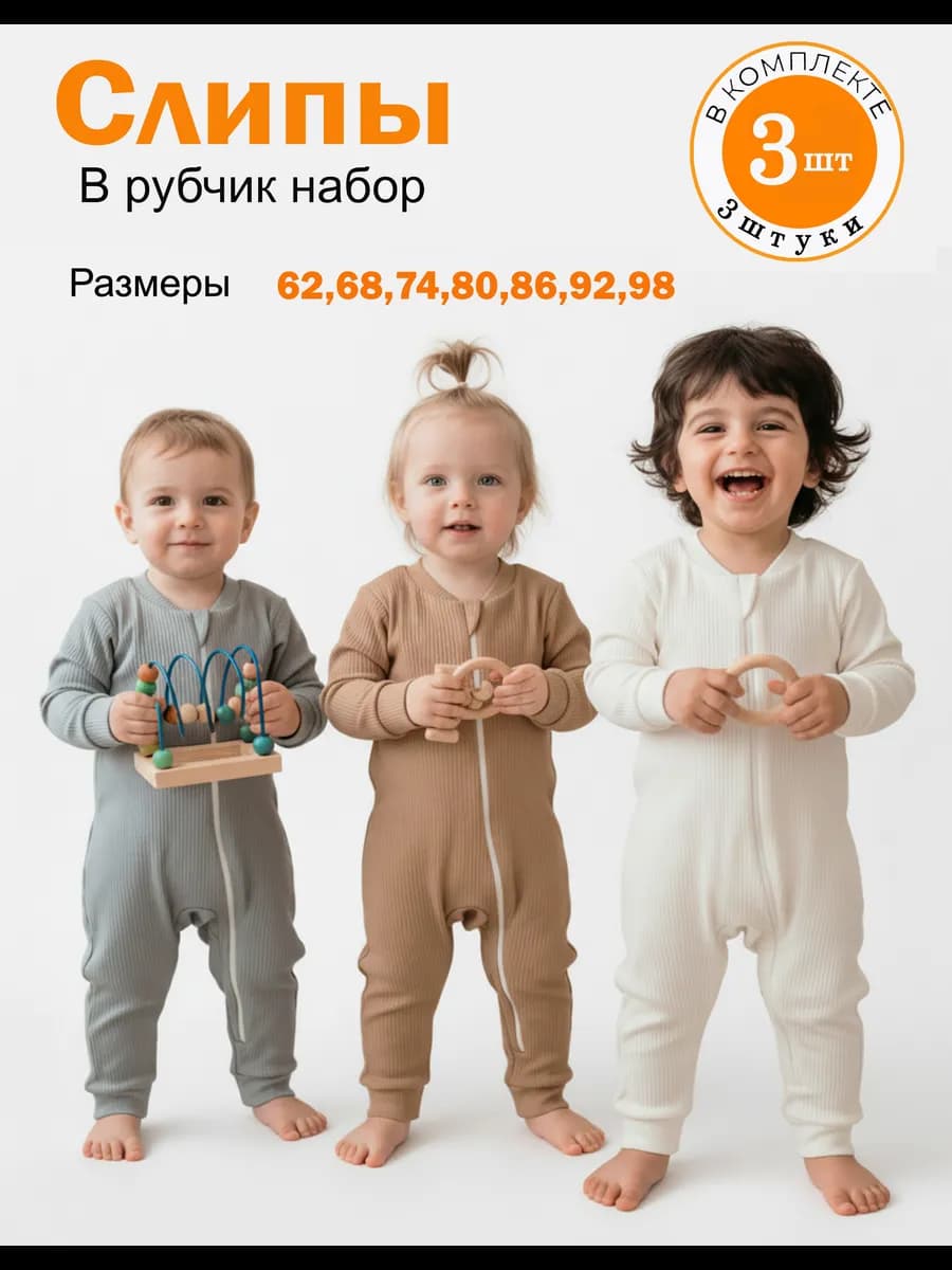 Слип для новорожденных на молнии