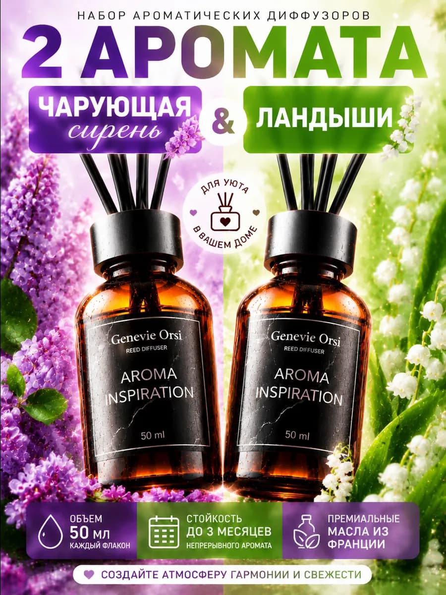 Диффузор для дома с палочками набор 8 марта