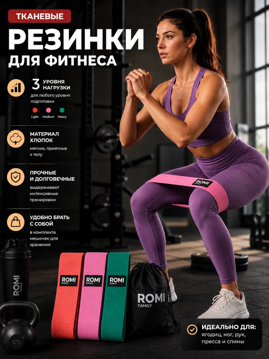 Резинки для фитнеса тканевые 7.5 -30 кг