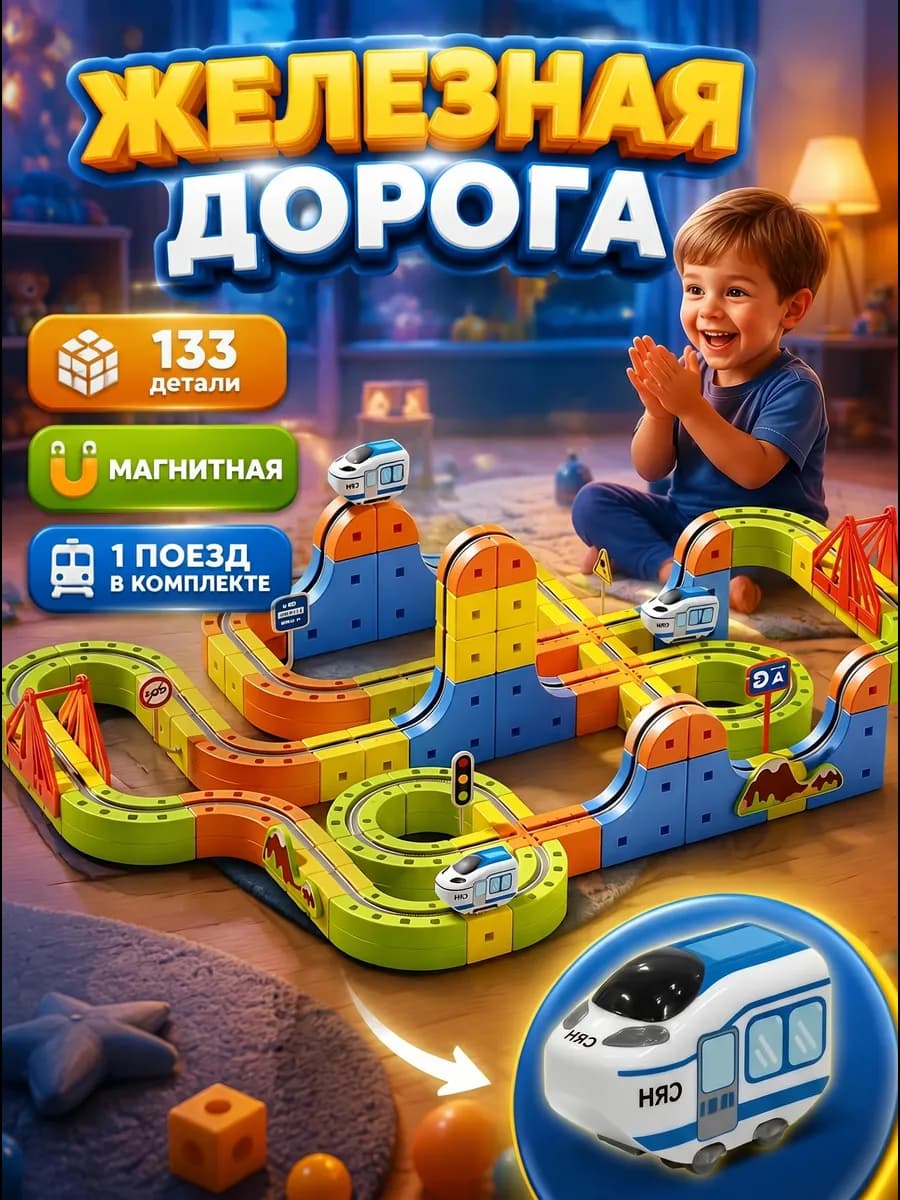 Магнитная дорога мальчикам поезд