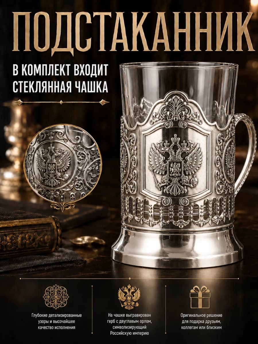Подстаканник для круглого стакана металлический